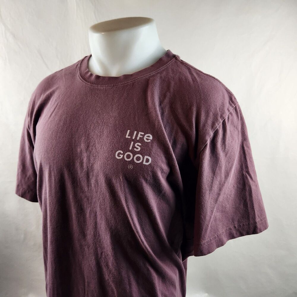 Life Is Good Graphic T Shirt Mens Medium Purple Cat Lover Quote Casual Tee - Picture 4 of 8